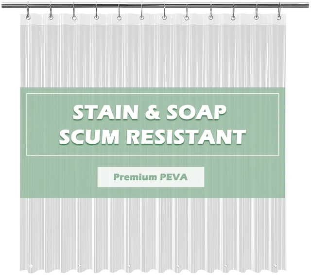 Main image of EHZNZIE Crystal Clear Shower Curtain Liner 72x72, PEVA Waterproof Bath Curtain, No Chemical Smell, 3 Weighted Magnets, Durable with Rustproof Metal Grommets