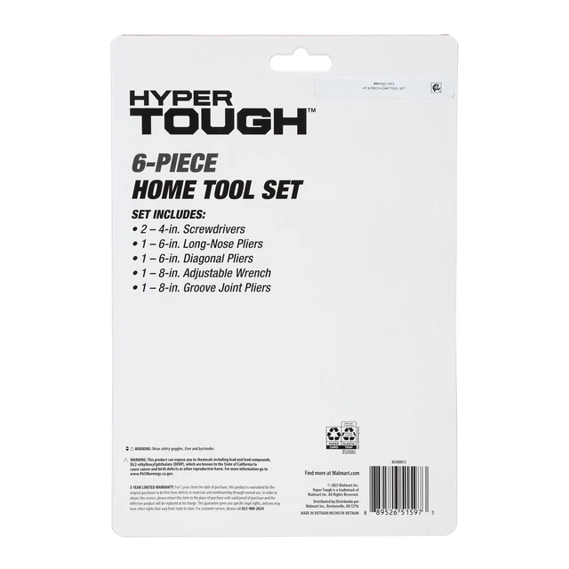Alt view image 2 of 6 - Hyper Tough 6-Piece Home Tool Set, 10.5in x 7.5in x 1.25in