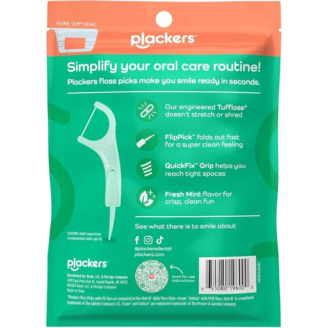 Alt view image 6 of 6 - PLACKERS Micro Mint Dental Flossers, 90 Count