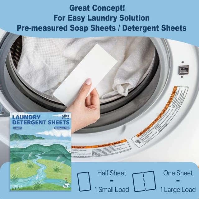 Alt view image 4 of 7 - Fragrance-free Laundry Detergent Sheets, 40 Loads, Plastic-Free, Eco Friendly, Pre-Measured, Liquidless Deep Clean, Hypoallergenic Travel Soap Strips