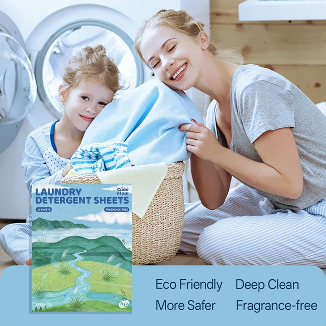 Alt view image 2 of 7 - Fragrance-free Laundry Detergent Sheets, 40 Loads, Plastic-Free, Eco Friendly, Pre-Measured, Liquidless Deep Clean, Hypoallergenic Travel Soap Strips