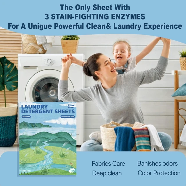 Alt view image 6 of 7 - Fragrance-free Laundry Detergent Sheets, 40 Loads, Plastic-Free, Eco Friendly, Pre-Measured, Liquidless Deep Clean, Hypoallergenic Travel Soap Strips