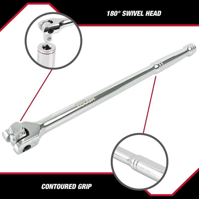 Alt view image 6 of 6 - Hyper Tough 15-Inch 1/2-Inch Rust Resistant Breaker Bar with Rotating Head
