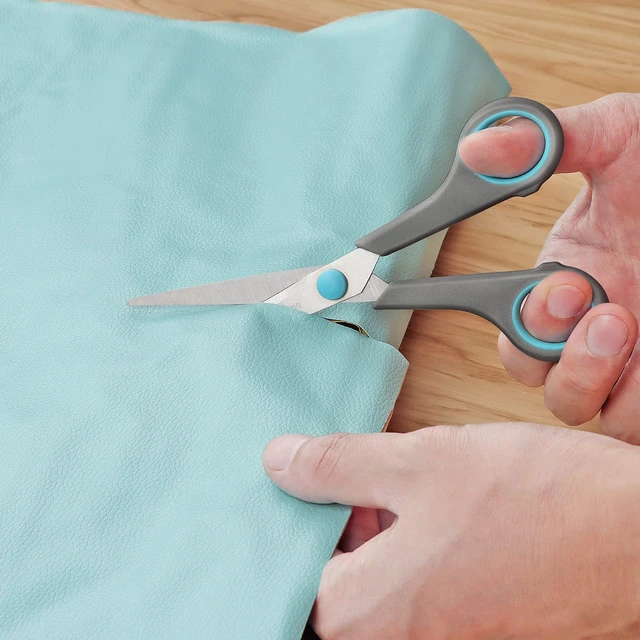 Alt view image 6 of 7 - Asdirne 6.4" Scissors, Stainless Steel Blades, Soft Grip Handle, All Purpose, Blue/Grey for Household, Office and School