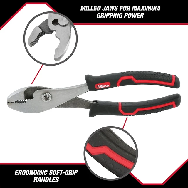 Alt view image 2 of 6 - Hyper Tough 5174V 8-Inch Slip Joint Pliers with Ergonomic Comfort Grips, Black