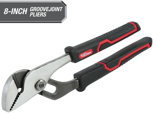 Main image of Hyper Tough 8in Groove Joint Pliers with Comfort Grips, Black, 5368V