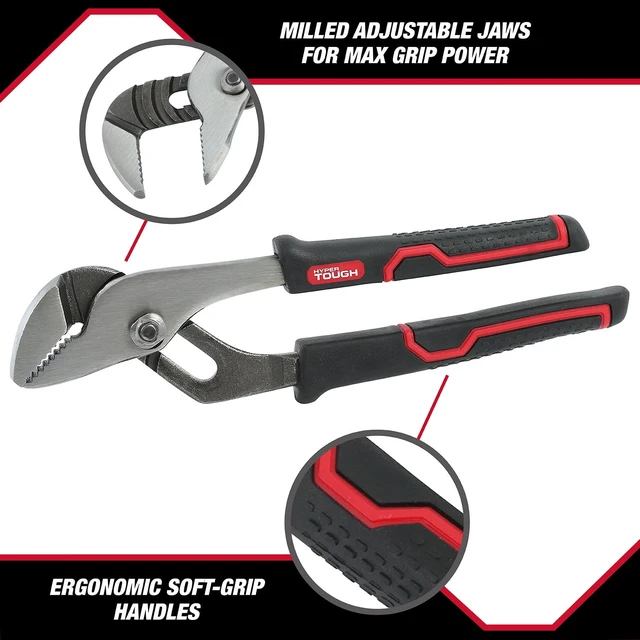 Alt view image 6 of 6 - Hyper Tough 8in Groove Joint Pliers with Comfort Grips, Black, 5368V