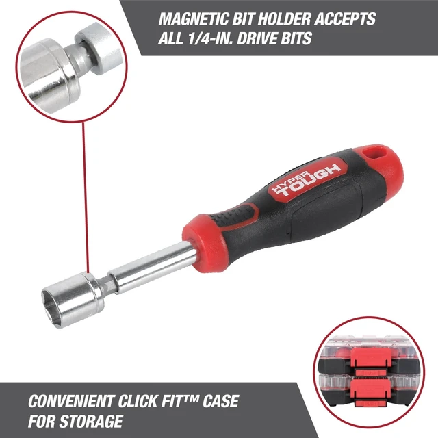 Alt view image 6 of 6 - Hyper Tough 30-Piece Screwdriver Handle and Bit Set in Click Fit Case
