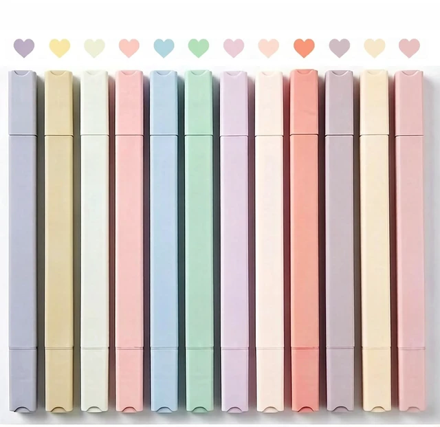Main image of Konket 12Pcs Pastel Bible Highlighters and Pens, No Bleed, Assorted Colors, Double-Ended Design for Office Journaling Supplies
