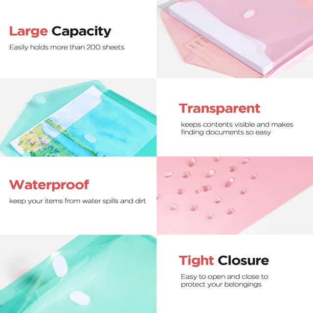 Alt view image 2 of 6 - Sooez 10-Pack Plastic Envelopes and File Folders, Clear