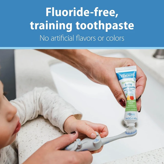 Alt view image 4 of 6 - Dr. Brown's Fluoride-Free Baby Toothpaste, Apple Pear, 1-Pack