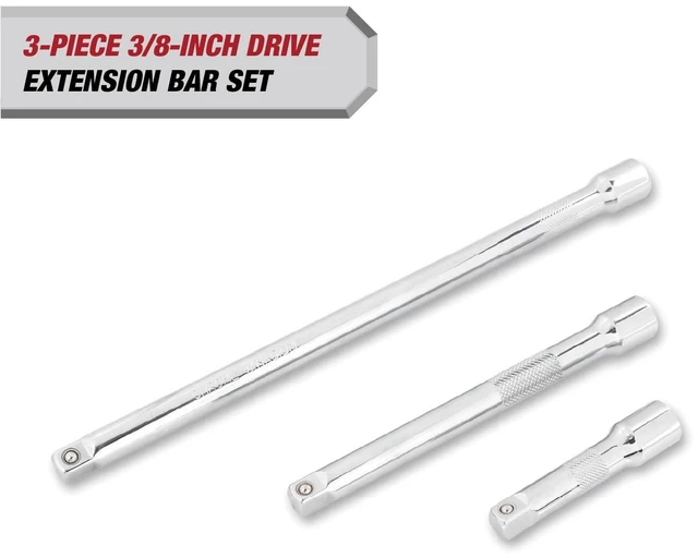 Main image of Hyper Tough 3/8-Inch Socket Extension Set, 3, 6, and 10-Inch