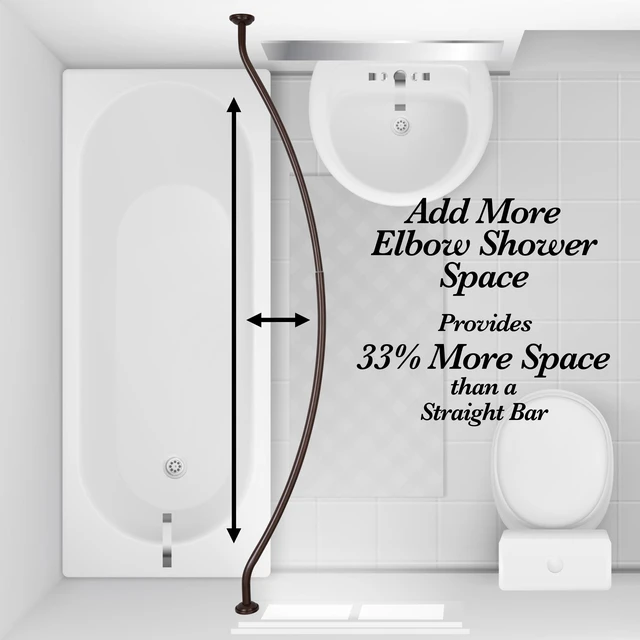 Alt view image 2 of 5 - Bath Bliss Adjustable Curved Wall Mountable Shower Rod, 44" - 72", Bronze