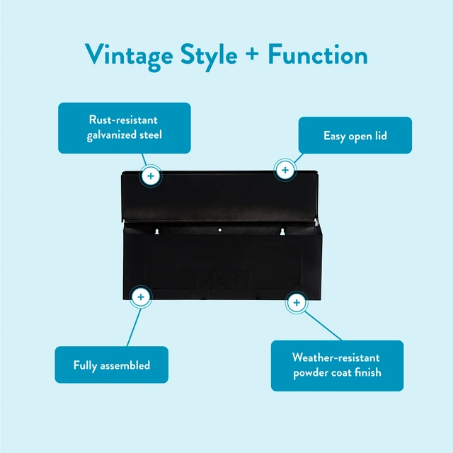 Alt view image 3 of 6 - Architectural Mailboxes Townhouse Small Wall-Mount Mailbox, Galvanized Steel, Black