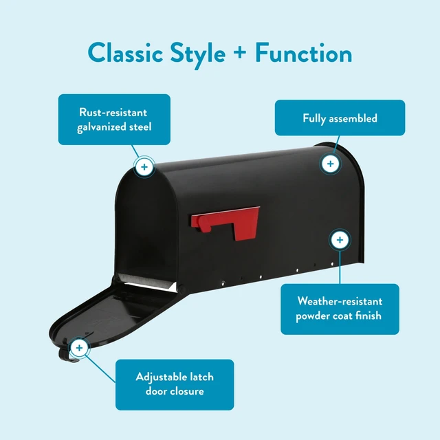 Alt view image 3 of 5 - Architectural Mailboxes Classic Medium Black Galvanized Steel Post-Mount Mailbox