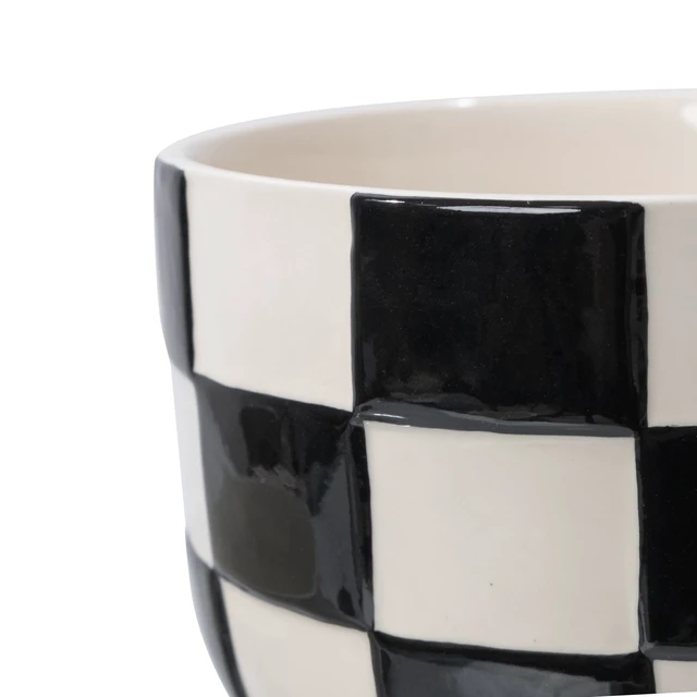 Alt view image 4 of 6 - Mainstays Lennon Round Black Checkered Ceramic Planter