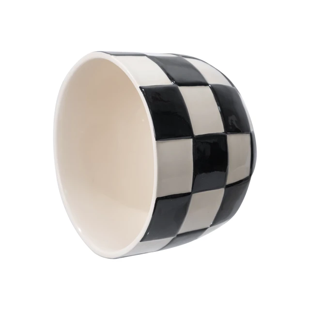 Alt view image 2 of 6 - Mainstays Lennon Round Black Checkered Ceramic Planter