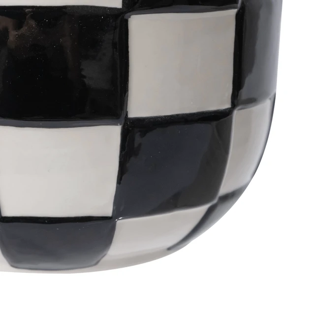 Alt view image 5 of 6 - Mainstays Lennon Round Black Checkered Ceramic Planter