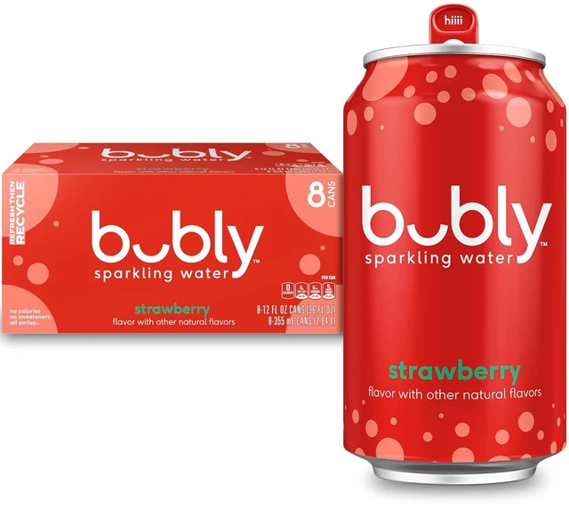 Main image of Bubly Sparkling Water Strawberry 12 Fl Oz Cans (8 Pack)