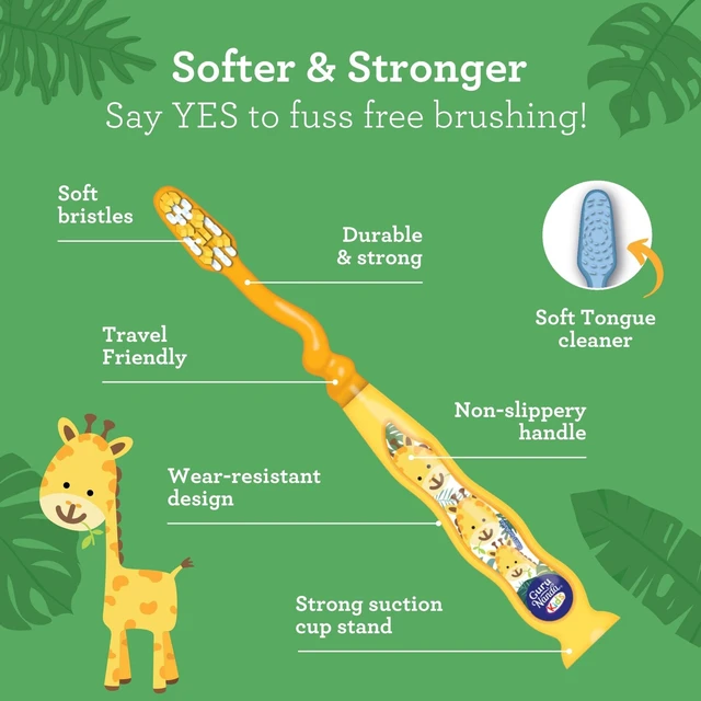 Alt view image 4 of 6 - GuruNanda Kids Toothbrush with Suction Cup and Tongue Cleaner, 4 Count, Ages 3+