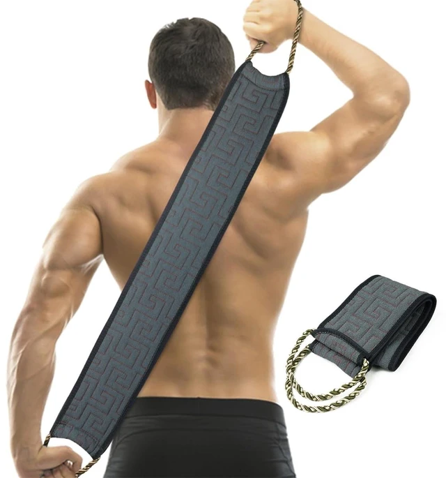 Main image of 34 Inches Double Sided Exfoliating Back Scrubber with Handles, Body Bath Tool for Men & Women (Gray)