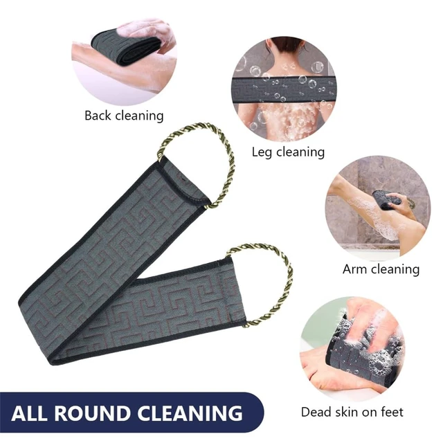Alt view image 6 of 7 - 34 Inches Double Sided Exfoliating Back Scrubber with Handles, Body Bath Tool for Men & Women (Gray)