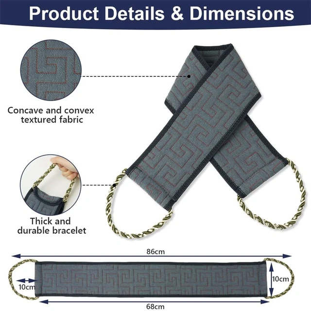 Alt view image 4 of 7 - 34 Inches Double Sided Exfoliating Back Scrubber with Handles, Body Bath Tool for Men & Women (Gray)