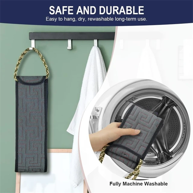 Alt view image 7 of 7 - 34 Inches Double Sided Exfoliating Back Scrubber with Handles, Body Bath Tool for Men & Women (Gray)