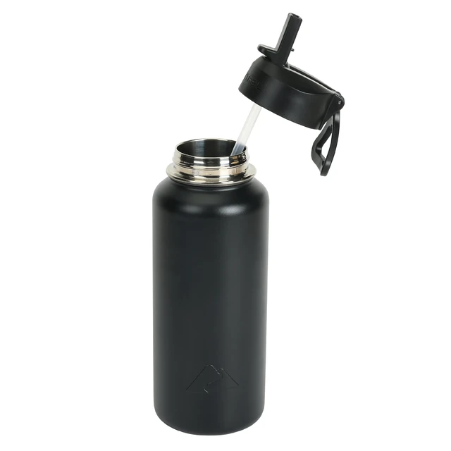 Alt view image 7 of 7 - Ozark Trail 32oz Stainless Steel Insulated Flip-Straw Water Bottle with Handle, Black