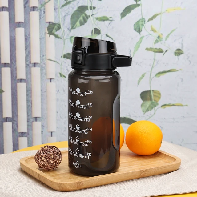 Alt view image 2 of 6 - Mainstays 48 oz Black Polypropylene Water Bottle with Handle and Built-in Phone Holder