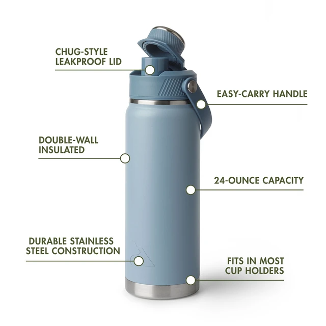 Alt view image 4 of 6 - Ozark Trail 24oz Stainless Steel Insulated Chug Water Bottle, Light Blue