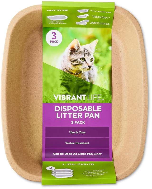 Main image of Vibrant Life Disposable Water-Resistant Cat Litter Box, 3 Count