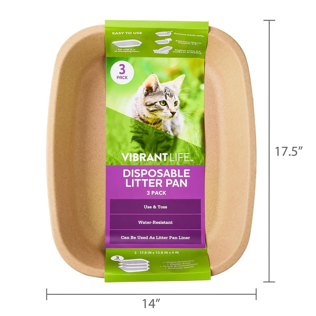 Alt view image 6 of 6 - Vibrant Life Disposable Water-Resistant Cat Litter Box, 3 Count