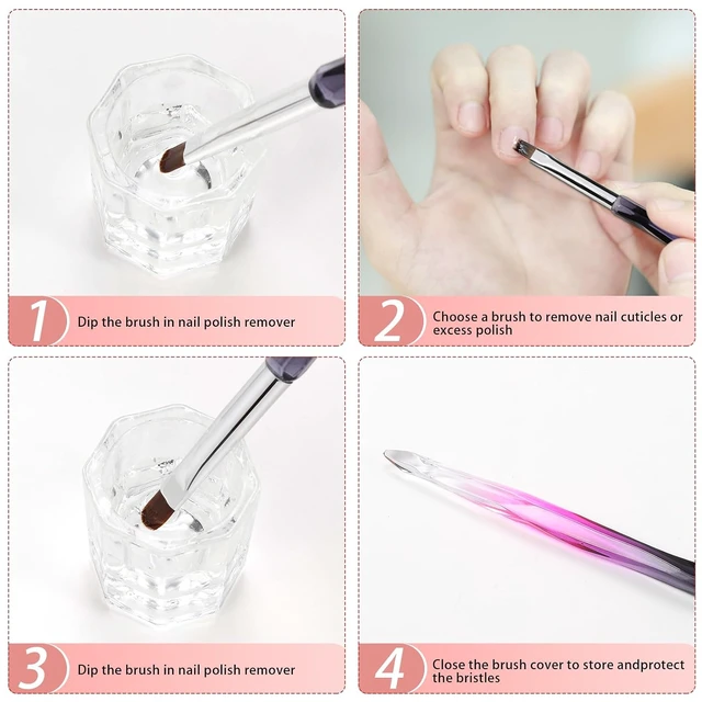 Alt view image 2 of 7 - 3Pcs Nail Art Clean Up and Cuticle Polish Removal Brushes Set
