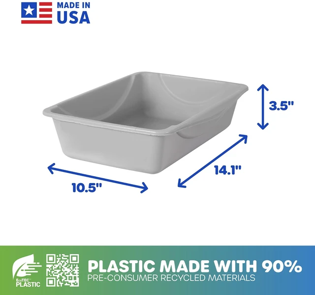 Alt view image 4 of 6 - Petmate Basic Open Cat Litter Pan, Plastic, 14" L, Small, Assorted, Pack of 1