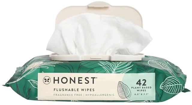 Main image of The Honest Company Flushable Wipes Hypoallergenic Tropical Leaves 42 Count