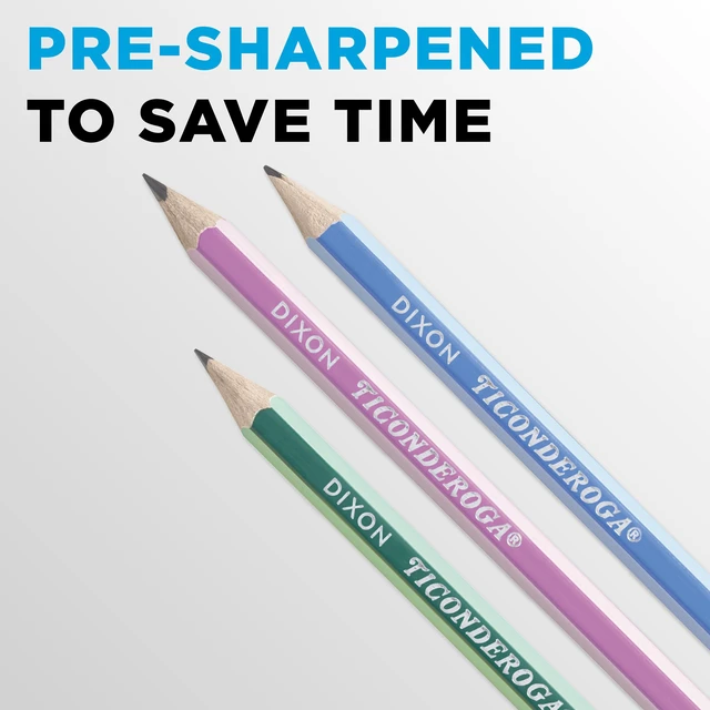 Alt view image 6 of 6 - Ticonderoga X13910 Striped Wood-Cased Pencils, 2HB Soft, Pre-Sharpened, 10 Count, Assorted Colors
