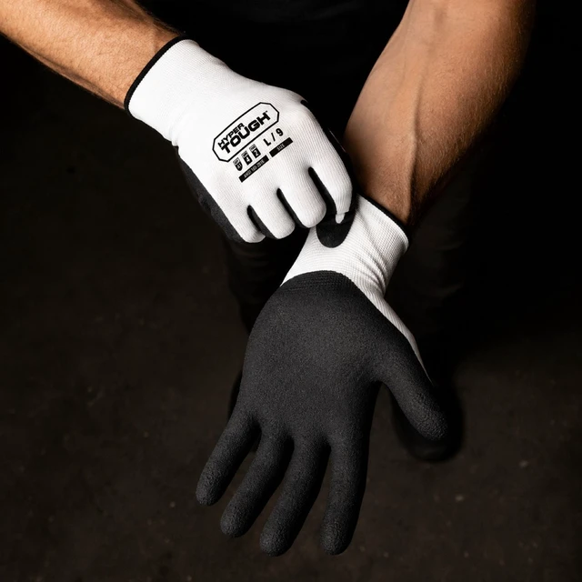 Alt view image 4 of 7 - Hyper Tough Performance Grip Gloves, ANSI Cut Resistant, Nitrile, Nylon, Spandex, White, Small