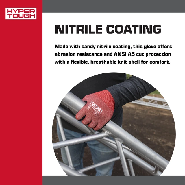 Alt view image 6 of 7 - Hyper Tough Cut-Resistant Nitrile Coated Gloves, Size L
