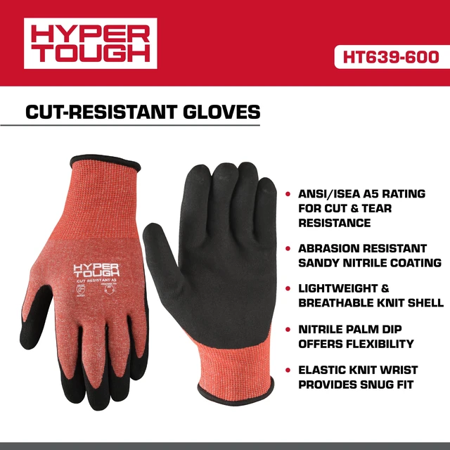 Alt view image 3 of 7 - Hyper Tough Cut-Resistant Nitrile Coated Gloves, Size L