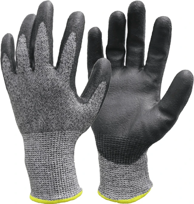 Main image of Hyper Tough ANSI A4 HPPE PU-Coated Work Gloves, Full Finger, Men's Medium