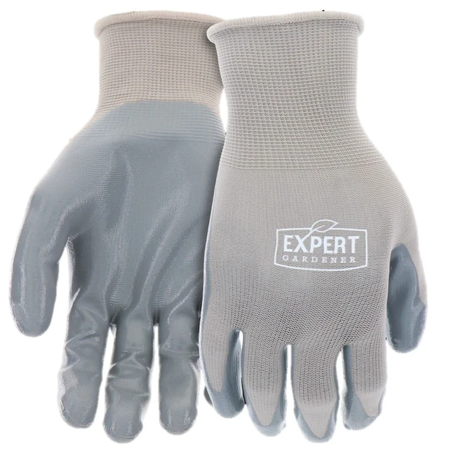 Alt view image 2 of 6 - Expert Gardener Gray Nitrile Sustainable Gloves (5-Pack) Large