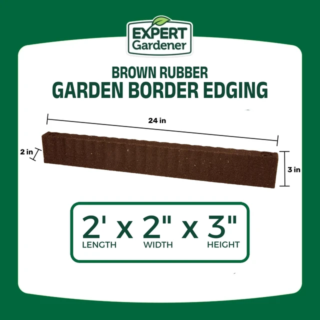 Alt view image 2 of 5 - Expert Gardener Brown Recycled Rubber Garden Border Landscape Edging, 2ft x 3in