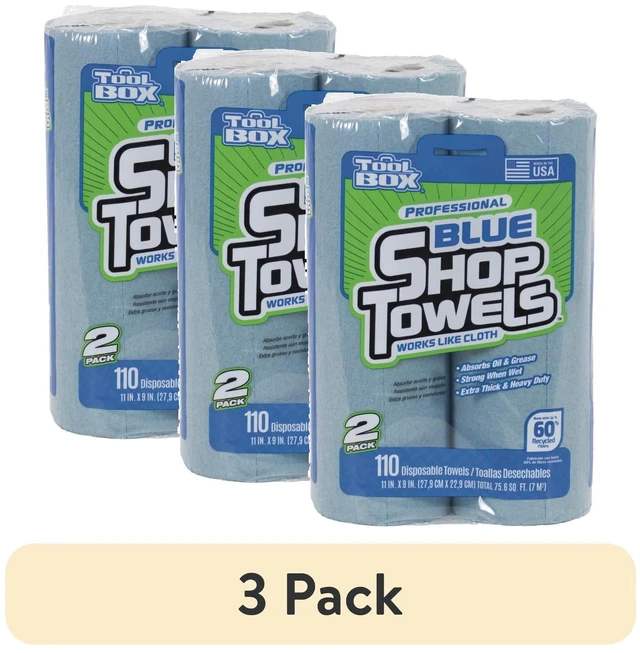 Main image of ToolBox Blue Shop Towel, 3-Pack, 2 Rolls per Pack, 55 Sheets per Roll