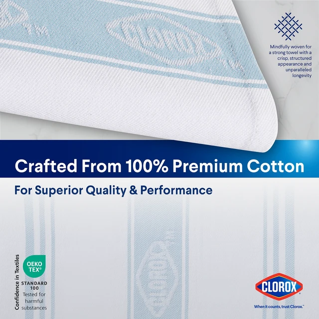 Alt view image 4 of 6 - Clorox Cotton Kitchen Towel, 2-Pack, 15" x 25", Blue, Durable for Cooking, Drying Dishes, Cleaning