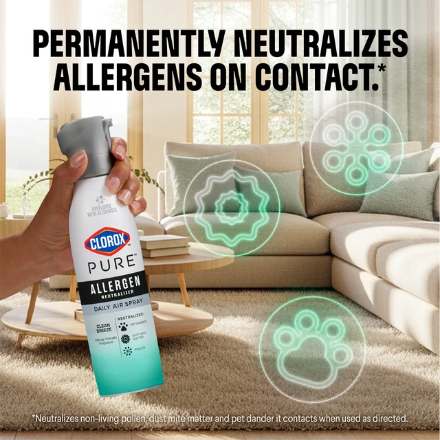 Alt view image 4 of 5 - Clorox PURE Allergen Neutralizer Daily Air Spray Clean Breeze 8oz Bottle