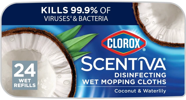 Main image of Clorox Scentiva Disinfecting Wet Mop Pads, Coconut & Waterlily, 24 Count