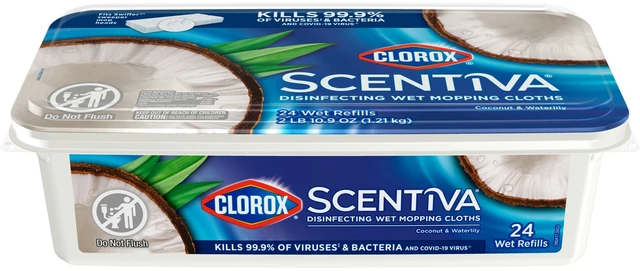 Alt view image 4 of 5 - Clorox Scentiva Disinfecting Wet Mop Pads, Coconut & Waterlily, 24 Count