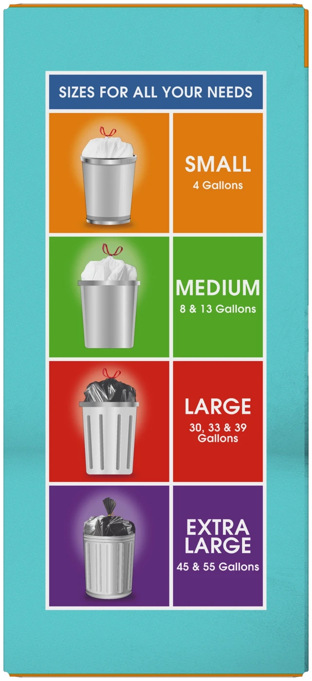Alt view image 4 of 6 - Great Value 4-Gallon Small Drawstring Trash Bags, 40 Count