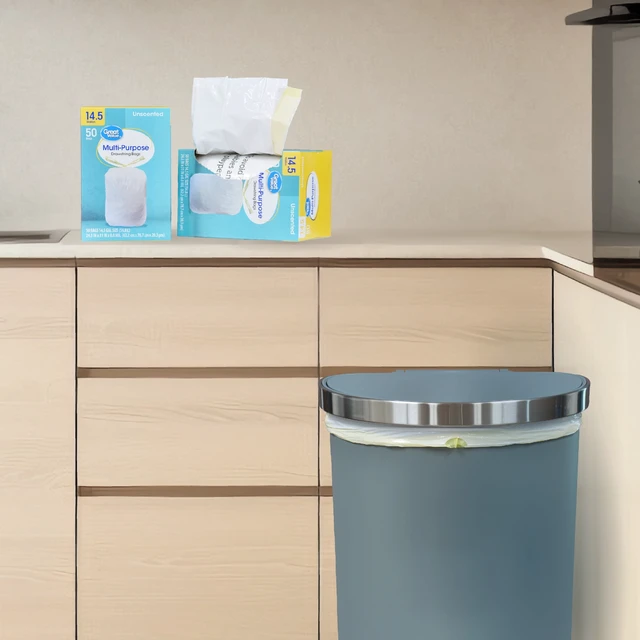 Alt view image 3 of 5 - Great Value 14.5Gal Drawstring Trash Bags, Unscented, 50 Bags